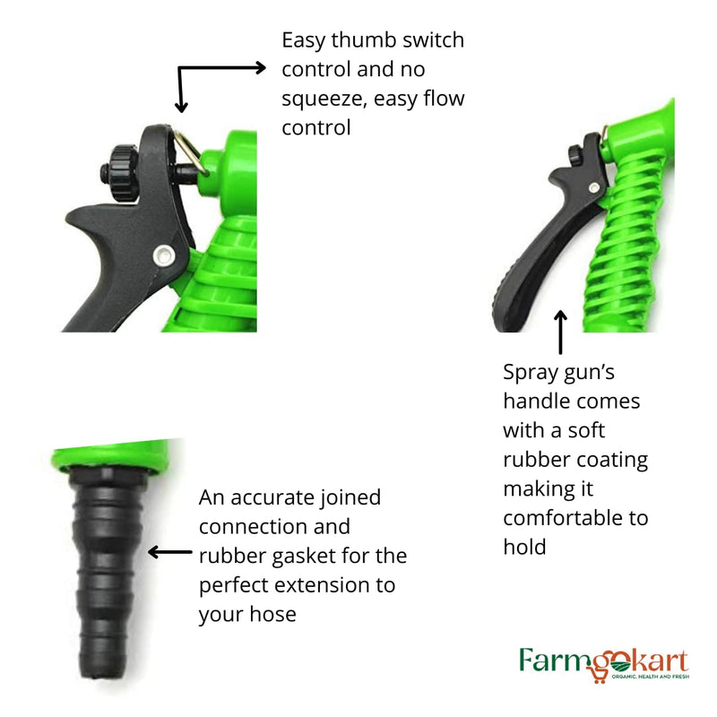 Farmgokart | 7 in 1 | Water Spray Gun a High Pressure Garden Hose Nozzle 7 Pattern | FULL , MIST , JET ,SHOWER , FLAT , CENTER AND CONE| Ideal for Plant Watering , Washing Car & Bikes ,