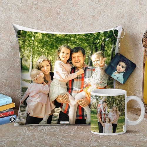 Gift for Parents Wedding Anniversary Pillow, Mug, Keychain Combo, Customized Gifts, for Couple Special, Birthday Gift for Girls, Wedding Gift for Couples, Gift for Girls ATCMK-14