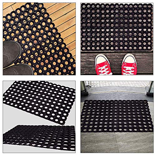 Status Contract PVC Rubber Sanatizing Outdoor Door Mat for Home/Bathroom/Bedroom/Rainy Season (41x61 cm, Black)