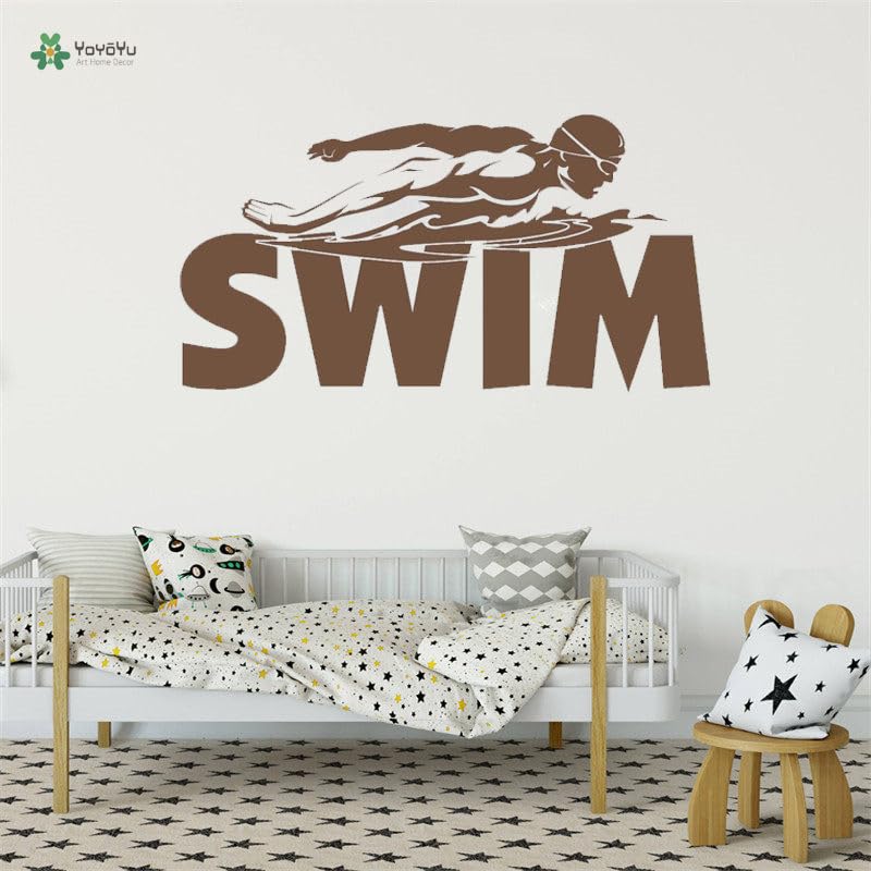 GADGETS WRAP Wall Decal Vinyl Sticker Swimming Athletic Brown for Office Home Wall Decoration