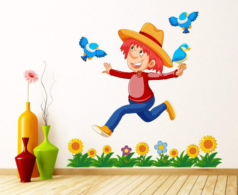 Tuffuk Happy Boy Large Vinyl Wallstickers for Home Decorations(70 cm x 70 cm)5TZ197