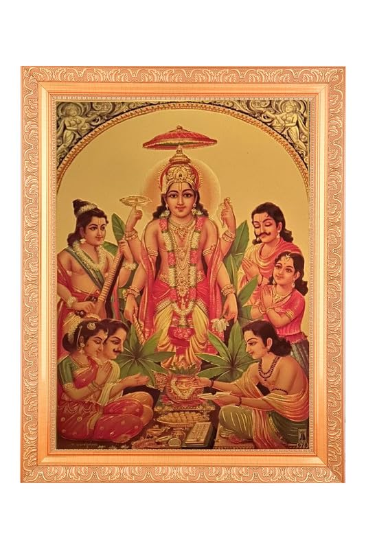 BM TRADERS Satyanarayan Golden Foil Photo In Art Work Golden Frame(11 x 14 Inch) OR(27.94 X 35.56 Cm) Housewarming Gifts