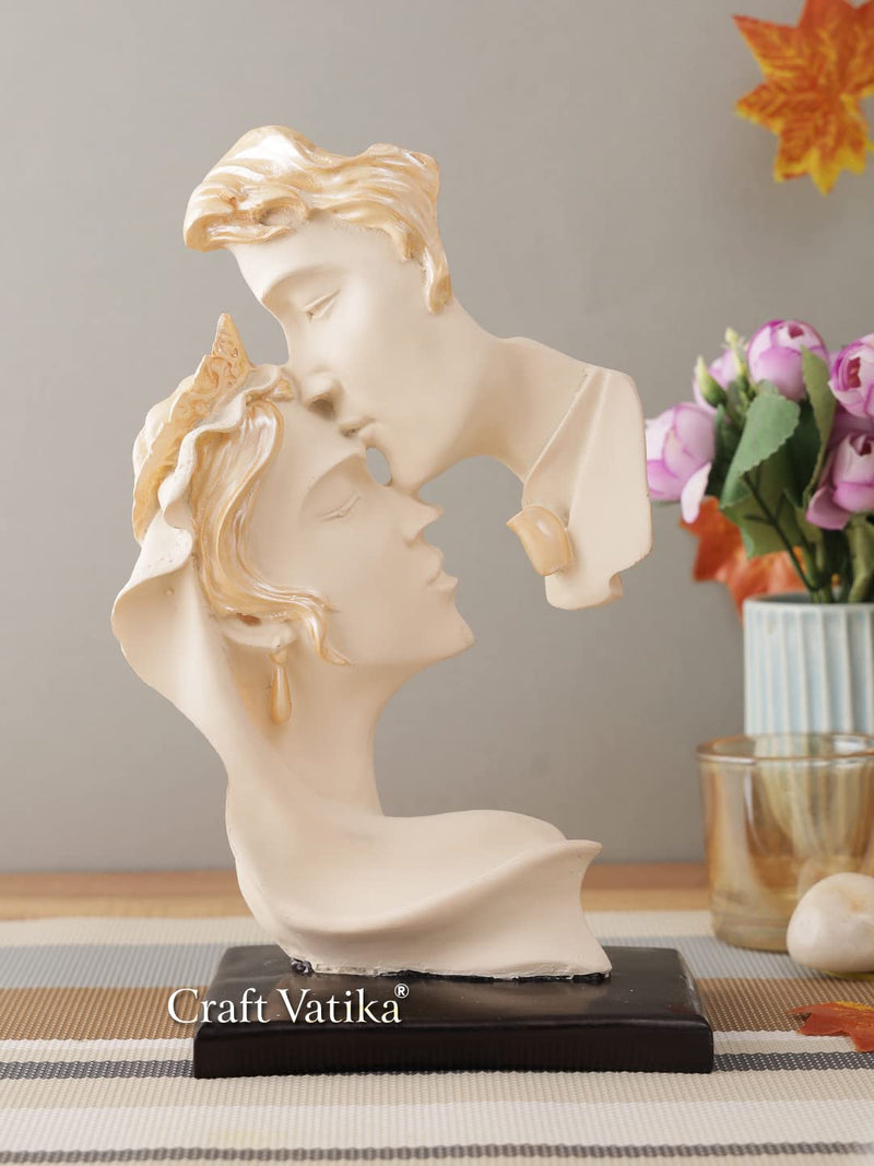 CraftVatika Human Face Couple Sculptures Showpieces Based on Modern Theme Abstract Design Art Figurines for Home Decor Living Room Decorative Display