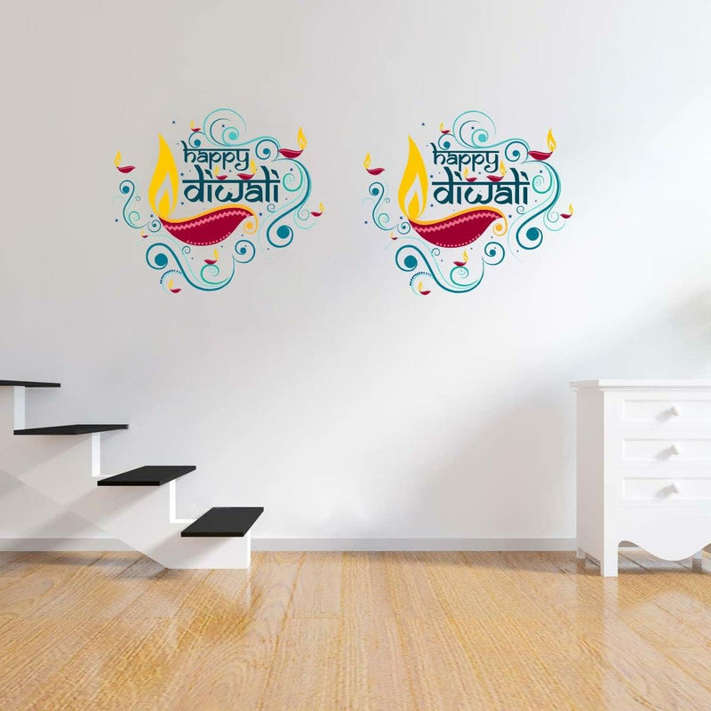 GADGETS WRAP Happy Diwali Wall Sticker & Decal (Vinyl,Size- 86 Cm X 38 Cm)