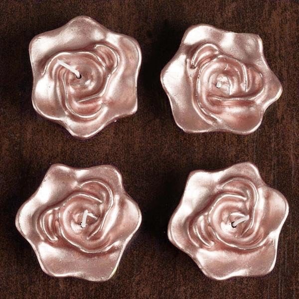 Weddings Parties and Gift 4 Rose Gold Wedding Roses Flowers Floating Candles Party Centerpieces Supplies vngift4504