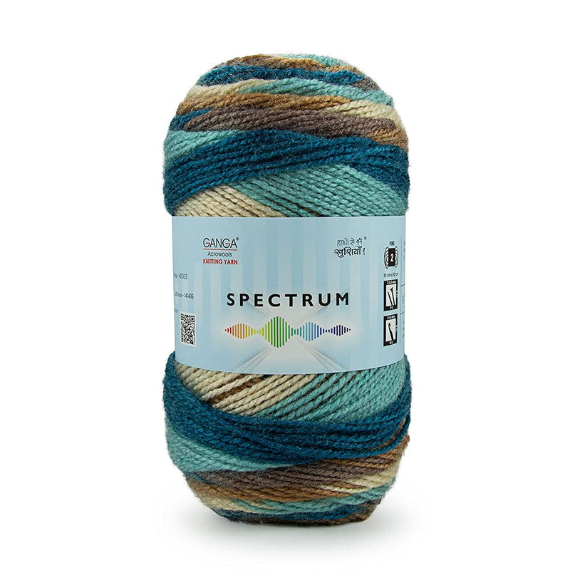 Ganga Acrowools Spectrum Yarn -100% Acrylic Yarn, Hand Knitting and Crochet Yarn, Pack of 2 Balls - 100gm Each (814202)