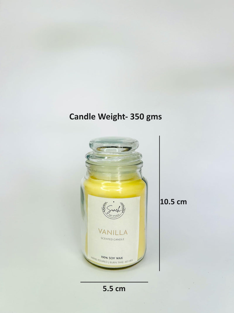 Suneh Aroma Candles Set of 3 Scented Aromatic Fragrance of Vanilla for Gifting & Home Decor, Votive Glass Jar Candle, 350 Gms Each,Up to 60 Hours Burn Time