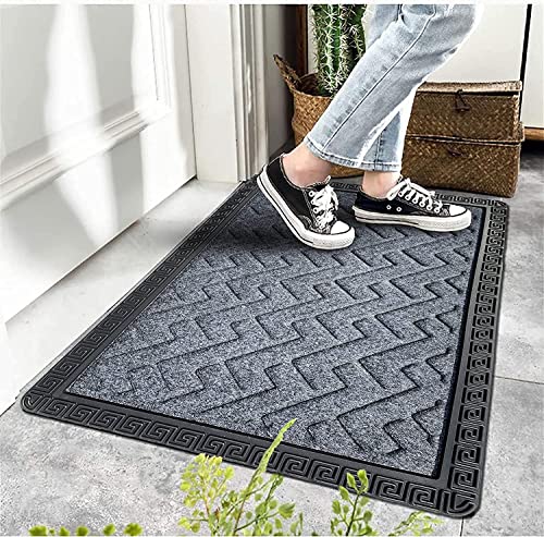 Amazelo Cart Door Mats For Home Entrance,Rectangular Mats Outside, Indoor Rubber Mat, Waterproof Bathmat Heavy Duty For Entry Areas Inside Door Mat Non-Slip Back Dirt Trapper (60X40 Cm, Grey)