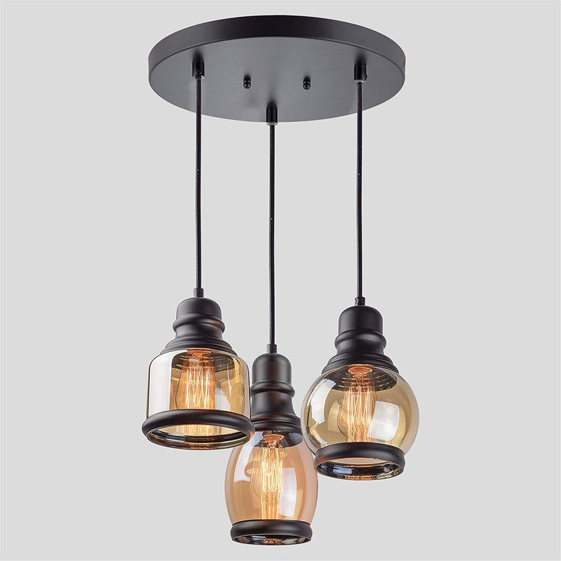 Ultimate E27 30-Watts 3 Bulb Round Ultimate Style Pendant Lamp, Multicolour