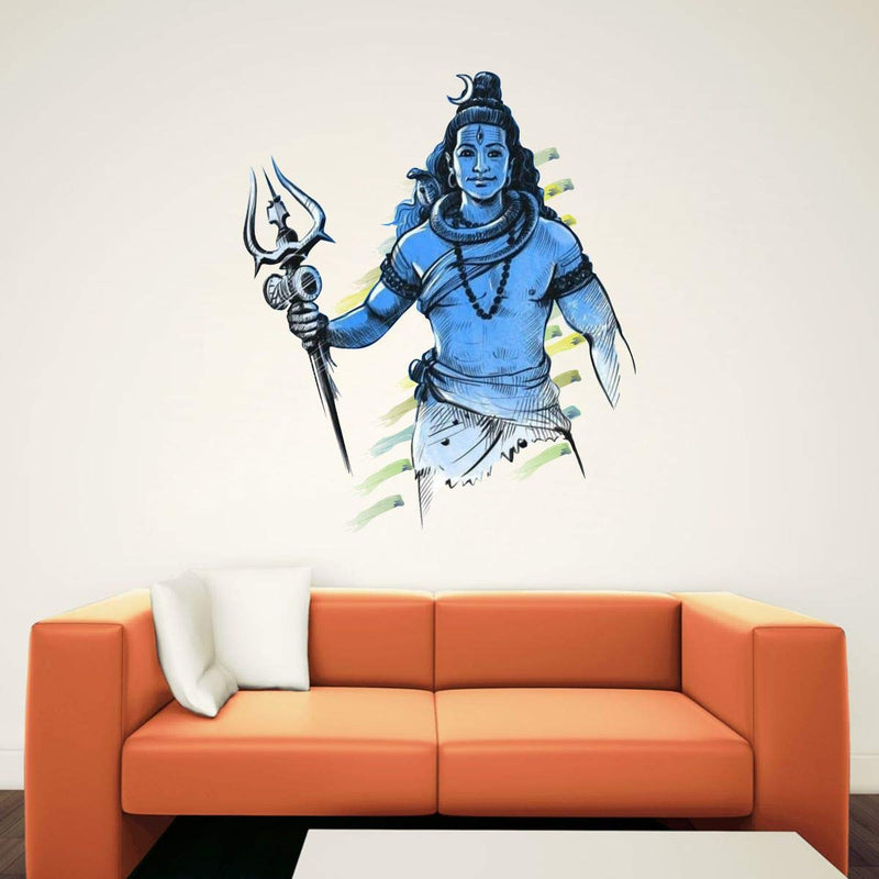 VCREATE DECOR Shiva Wall Sticker & Decal (PVC Vinyl,Size- 58 Cm X 51 Cm)