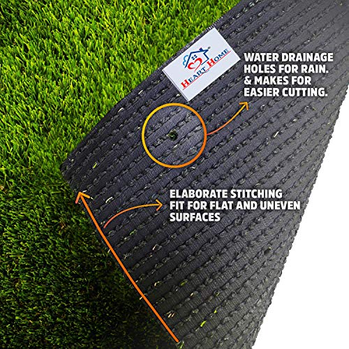 Heart Home 45 mm Soft and Durable Plastic Turf Carpet Mat, Artificial Grass (16" X 24") Green-HEART11762, Standard (HEART011762)