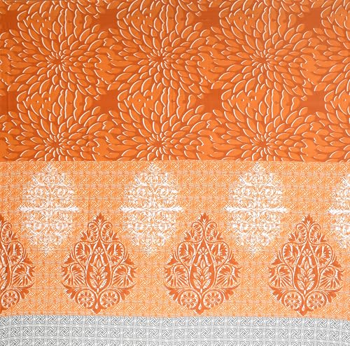 KALASHREE HOMZ Cotton King Printed Flat Bedsheet (Orange)