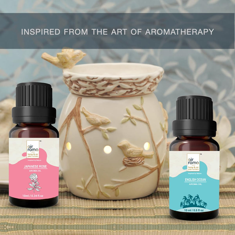 AIR-ROMA Aroma Diffuser Oil Combo of 6 (Lemon Grass, Japanese Rose, Madurai Jasmine, Apple Spice, English Ocean and Ginger Lily) 90m for Home, Candle, Office