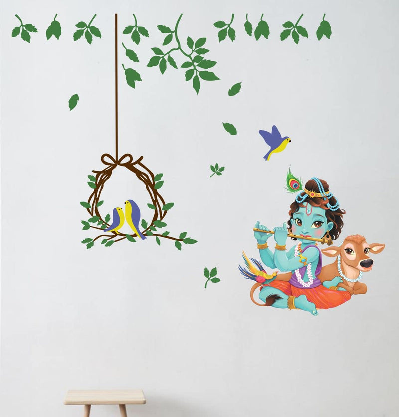 Decor Kraft Krishna with Birds Wall Sticker & Decal,Size- 55 Cm X 32 Cm,Religious