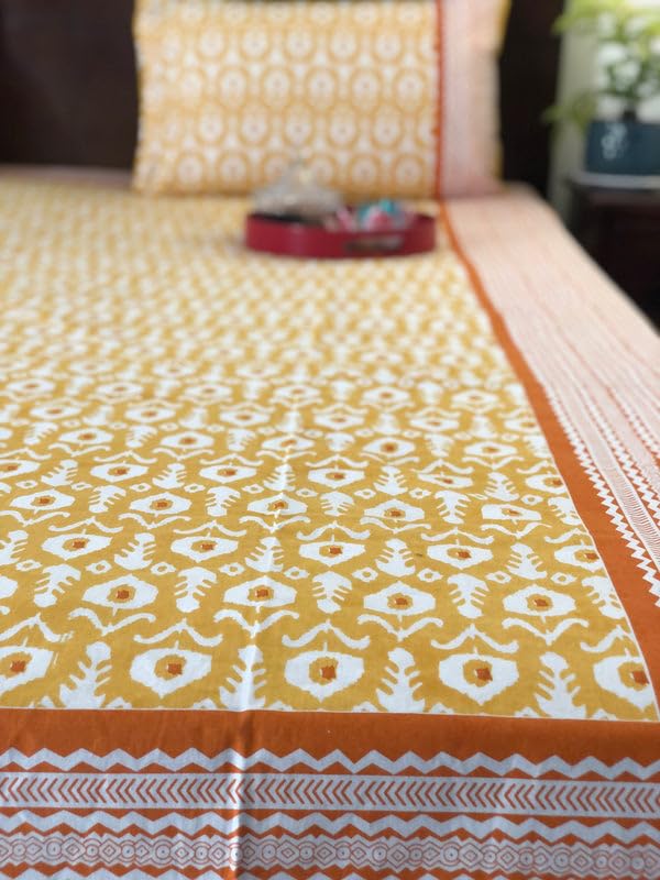 INDIEROOTS BY RENE Indiroot Jaipur Ikkat Bedsheet | King Size | 90 * 108