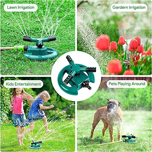 E-COSMOS 1 Pc Automatic 360 ° Rotating Adjustable Round 3 Arm Lawn Water Sprinkler for Watering Garden Plants/Pipe Hose Irrigation Yard Water Sprayer (Green)