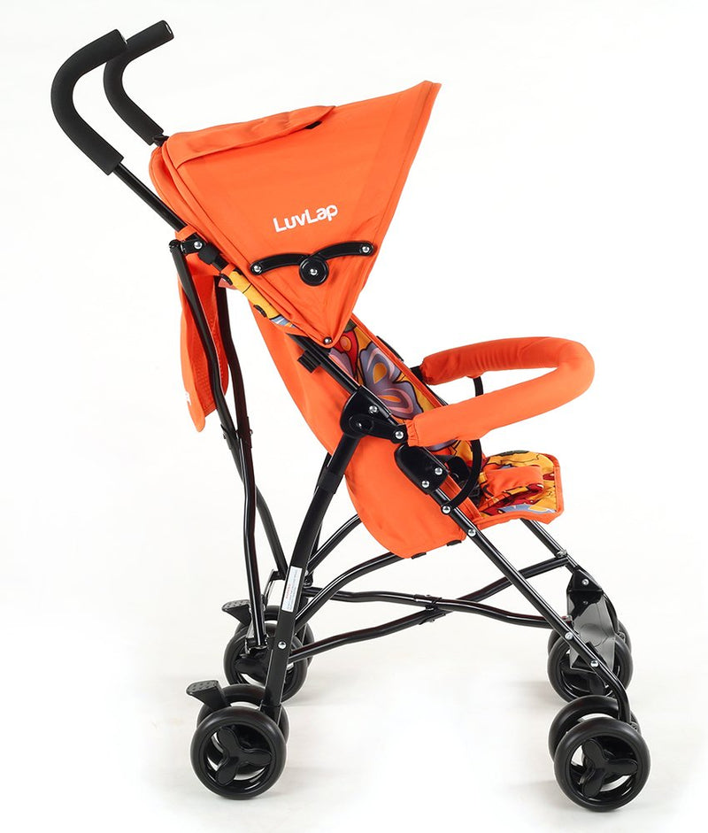 LuvLap Tutti Fruti Baby Stroller / Buggy, Compact & Travel friendly baby pram, for Baby & Kids, 6-36 Months, with 5 point safety harness, adjustable seat recline, 15Kg capacity (Orange)