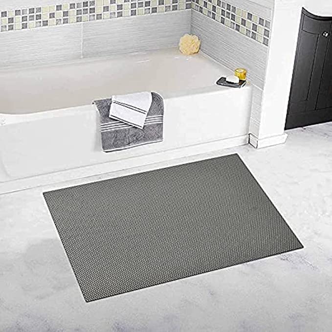 Purav Light Anti Skid Anti Slip Floor Rubber Mat Waterproof Jali Bathroom Mat for Kitchen Balcony Footmat for Home Entrance Door, 16 X 24 Inch, Grey