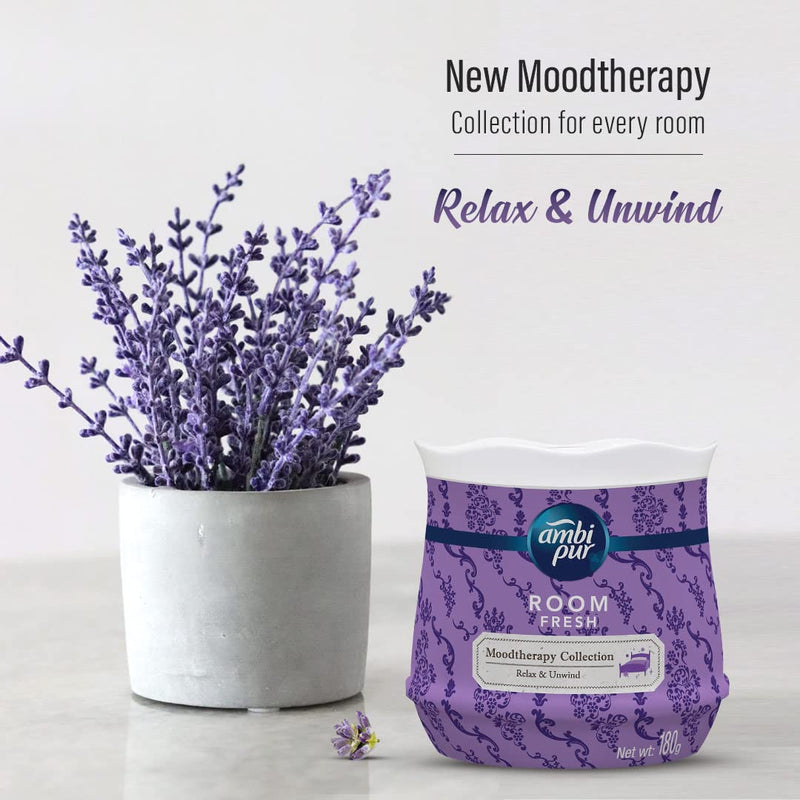 Ambi Pur MoodTherapy collection Room Fresh Gel, Relax & Unwind - Lavender, 180 g