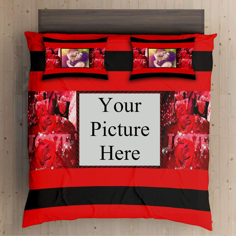 cuddlyprint Personalise Photo Bedsheet With Personalized Pillow Cover, Bedsheet 90x100 Inches, Covers 18 X 27 Inch, 1 Bedsheet & 2 Pillow Covers