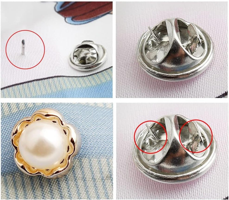 HEAVY DRIVER® 20pcs Brooch Pins for Women Cover Up Button Pins Instant Button Jeans Button Pins Women Shirt Safety Brooch Enamel Pins Modesty Pins Pearl Brooch Buttons for DIY Clothing Dress Coat