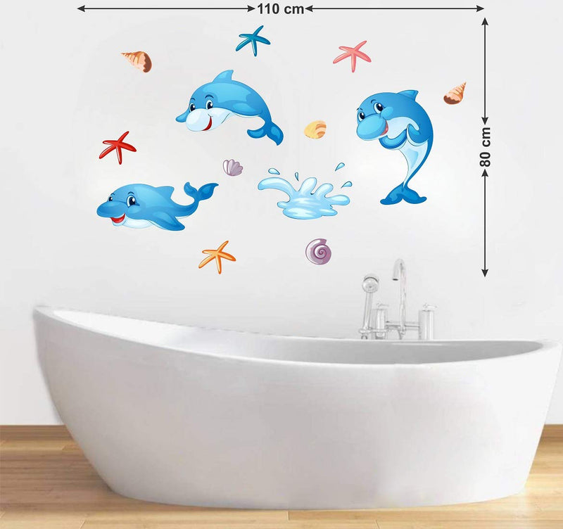 Tuffuk Dolphins Large Vinyl Wallstickers for Home Decorations(110 cm x 80 cm)5TZ234