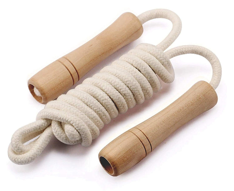 Homello Jump Rope For Kids - Wooden Handle - Adjustable Cotton Braided Fitness Skipping Rope