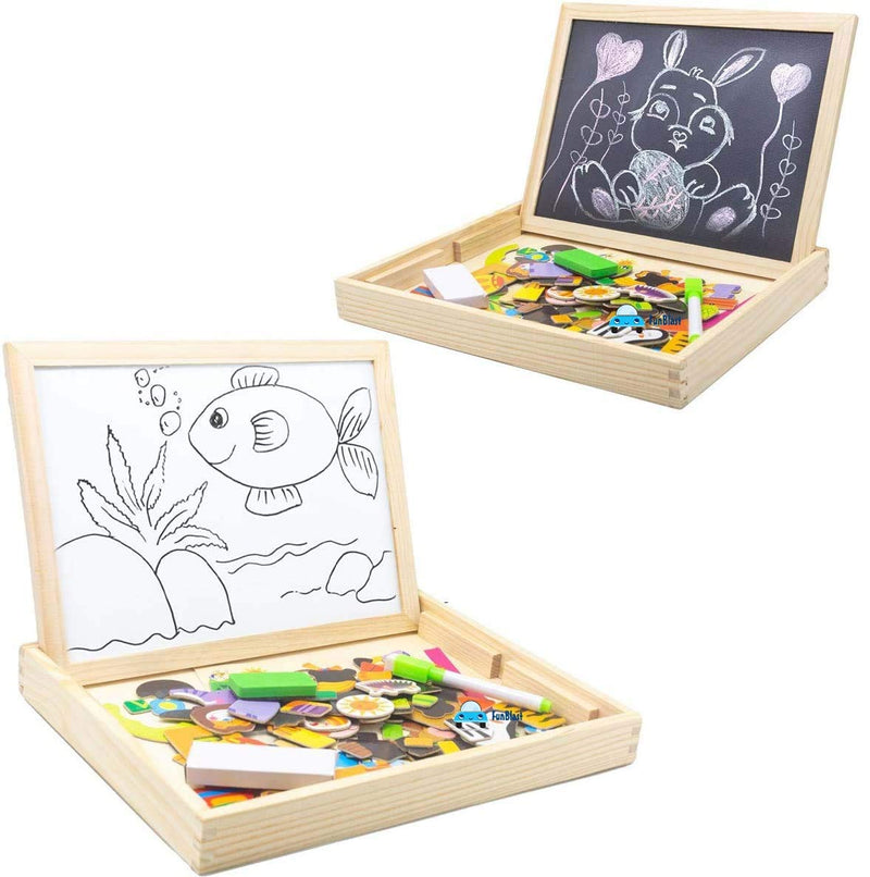 FunBlast Multifunctional Magnetic Wooden Chalkboard Kids Educational Toys Game Whiteboard Blackboard Drawing Toys for Children,Size- 30*23 cm