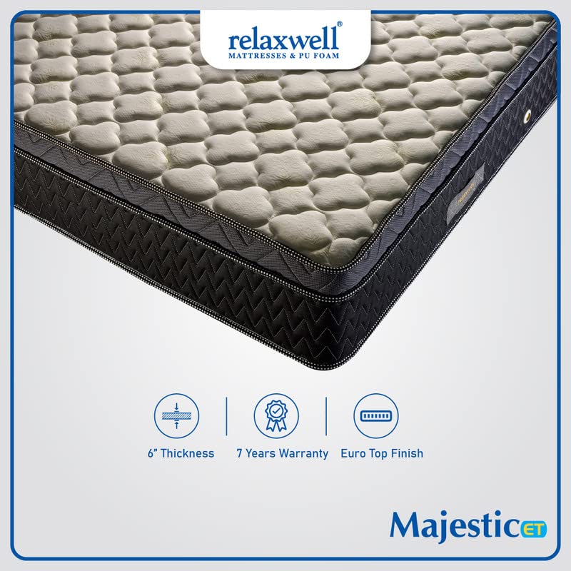 RELAXWELL MATRESSES Majestic ET - Foam with Euro Top Foam Mattress with Two Free Pillow for Your Comfort Night (78x60x6 Inches, Queen)