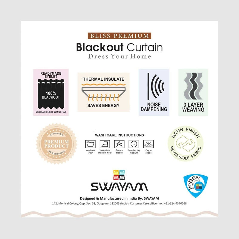 Swayam Blackout Door Curtain Set 1 for Bedroom, Guest Room - Thermal Insulator, Comes with Readymade Eyelets, Triple Layer Weave (7.5Ft) Noise Dampener, Machine Washable - Brown Shades