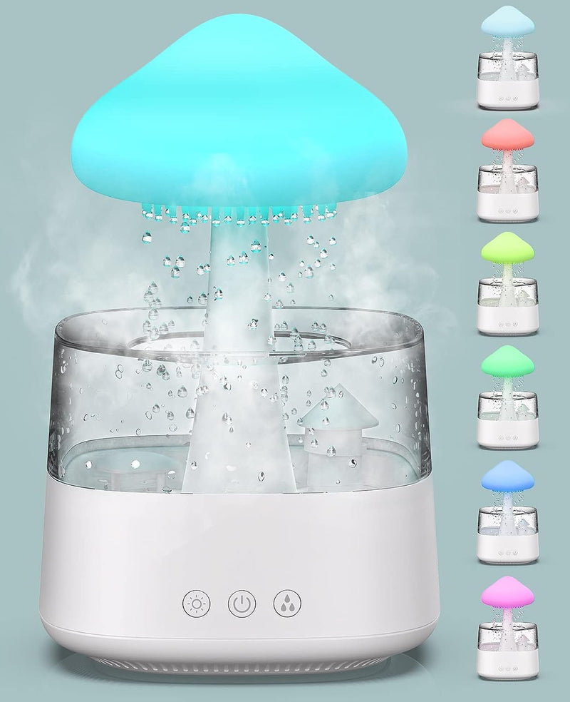 The Artment Your Artistic Apartment Nimbus Rain Cloud Humidifier | Essential Oil Diffuser Humidifier Desk Fountain Bedside Sleeping Relaxing Mood Water Drop Sound - White (Pack of 1)