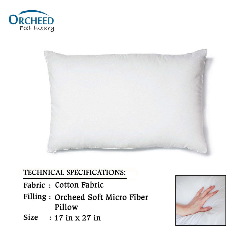 ORCHEED Microfiber Royal Luxury Pillow with Cotton Case for Sleeping & Suitable for Neck Pain, Back Sleeper, Side Sleeper & Stomach Sleeper, Machine Washable (Size LxB: 17x27 in) (1)