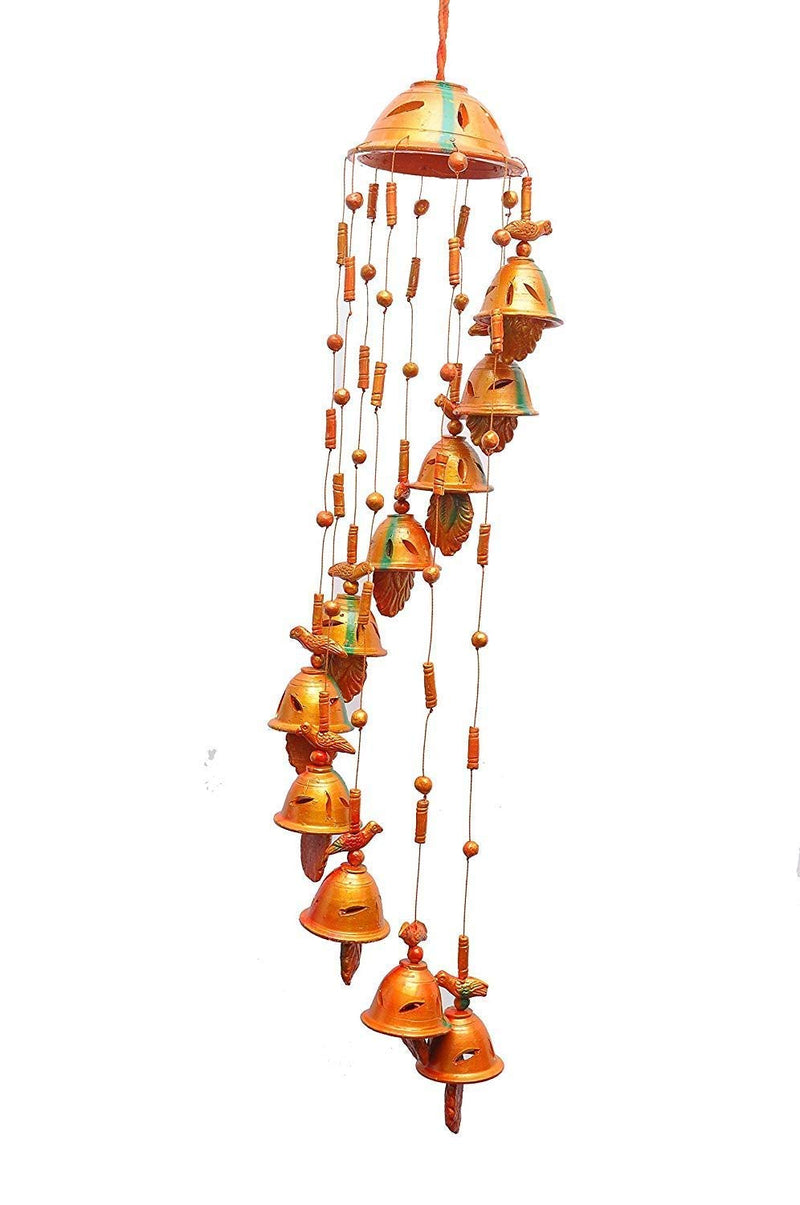 Veena@WindChimes Hanging Bell for Good Luck Terracotta Wind Chime Home Decorative Hanging Bell for Outdoor Garden Home Office_1QQ1495