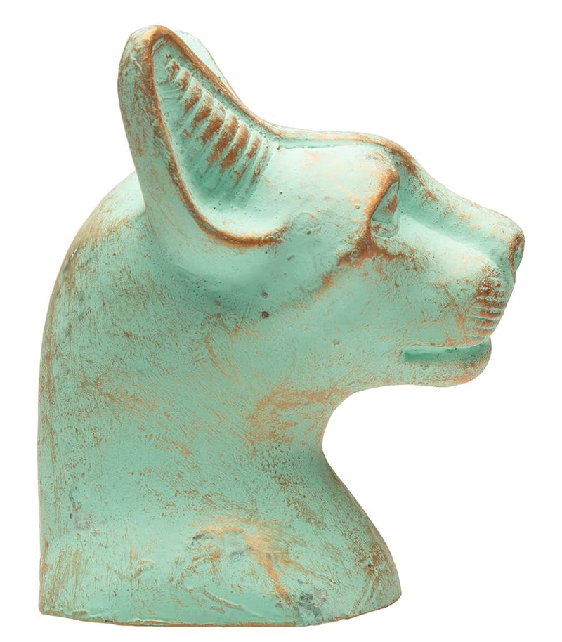 Discoveries Egyptian Imports Authentic Miniature Statue - Patina Finish - Bastet Cat Goddess Bust - 4" - Made in Egypt