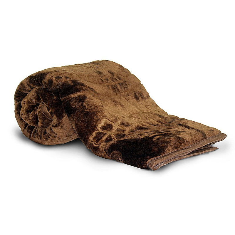 Little India Rich Look Soft Embossed Floral Microfibre Single Blanket - Brown