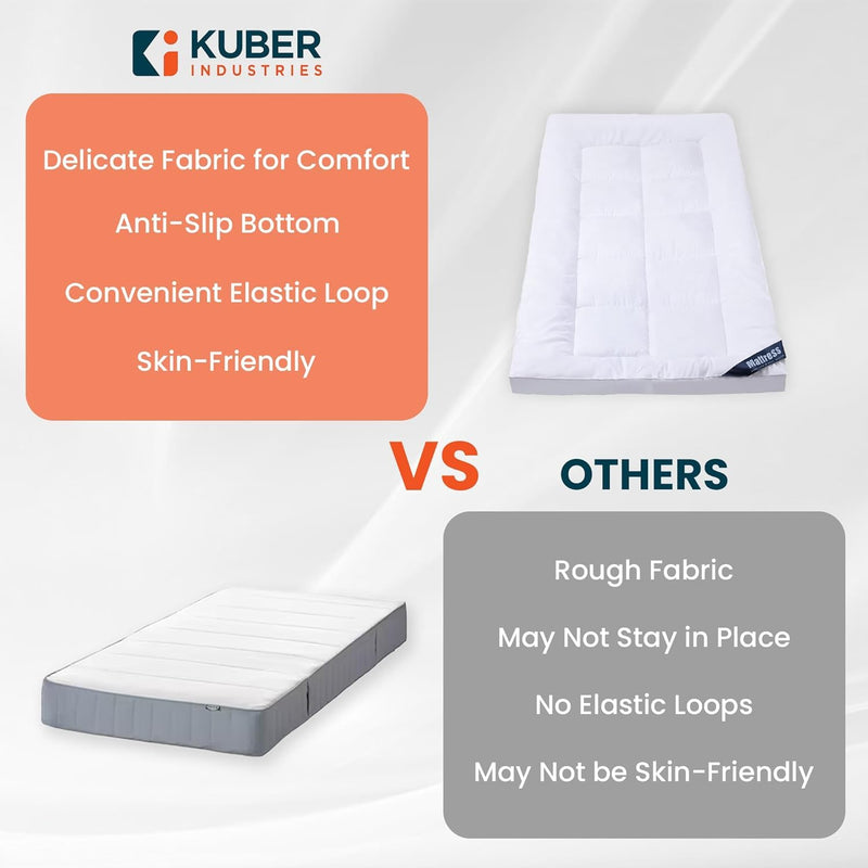 Kuber IndustriesMattress Topper/Padding|Mattress for Comfortable Sleep 3 x 6.5 Feet|Pack of 2|WHITE