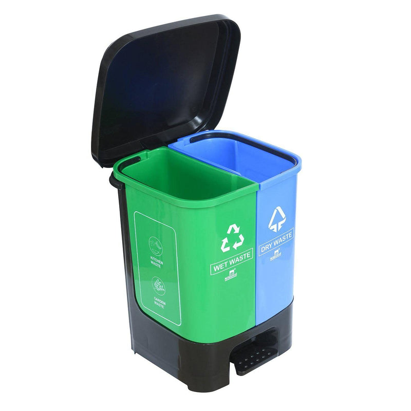 Nilkamal 10 Liter Twin Dustbin (Blue & Green)