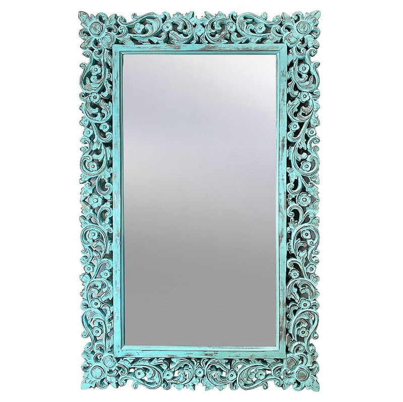 Adeez Gallery Wooden Wall Mirror Frame Size (30x60) Inch Only Frame with Out Mirror Colour Antique Blue