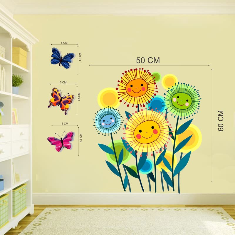 Floral with Butterfly Wall Sticker for Home Decor 60 CM X 50 CM