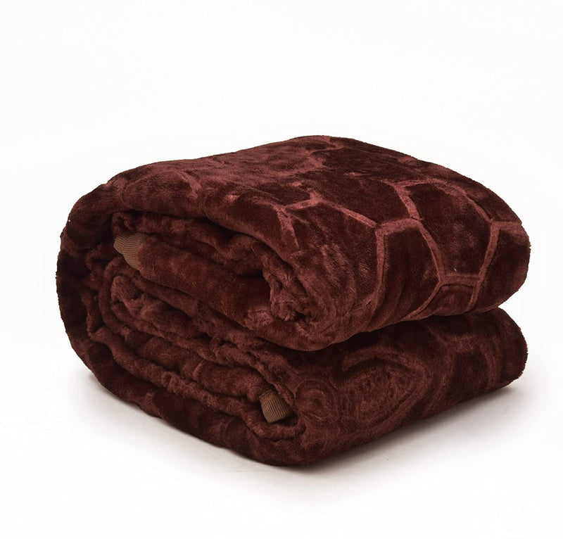 COMFORT PLANET 500 TC Floral Embossed Mink Blanket for Single Bed Blanket| Ultrasoft & Lightweight Solid Blanket for Winter & Mild Winter Sofa, Couch, Bedroom (Brown, Single Bed - 85x60 Inch)