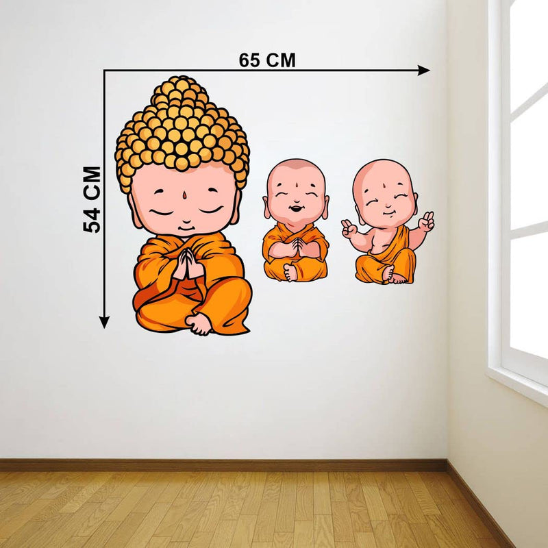 Delight Art Three Little Buddha Wall Sticker Size - (65 * 54) cm Model id - (DAMC00601L)