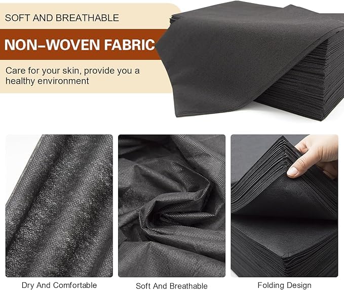 KUDIZE Disposable Non-Woven Bed Sheet (63 x 80 Inch) for Hospital, Hotel, Clinic, Spa, Travelling, Saloon, Saunas, Tattoo and Outing for Man, Woman, Elderly and Baby Care. (Black, Pack Of-100)