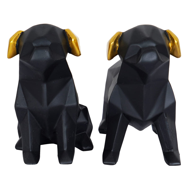 zart Black Dog Cute Pair Showpiece for Home Decoration Items Set of 2 (Black)