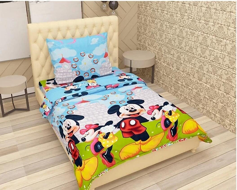 Star Bedding Cartoon Character Series Attractive Design of Single 1Bedsheet & 1 Pillow with Cover,Cotton Single Cartoon Bedsheet (Pack of 1, Multicolor)