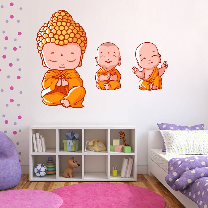 Delight Art Three Little Buddha Wall Sticker Size - (65 * 54) cm Model id - (DAMC00600L)