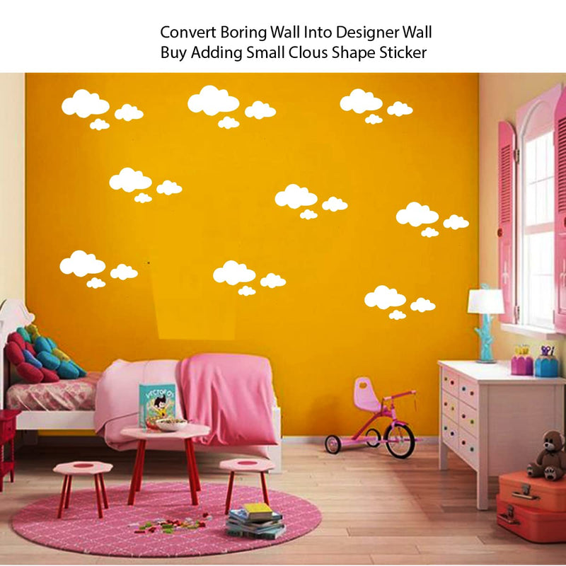 300Sparkles Kids Room Wall Decoration White Clouds Sticker 15 Pcs Wall Cafe Shop Restaurant Canteen Grocery Store Hotel (Cloud Shape)