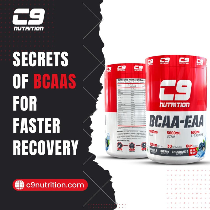 C9 Nutrition BCAA + EAA Powder | Sugar Free Powerful Intra Workout | Muscle Recovery Drink with 5000mg BCAA, 9000mg EAA, 500 mg L-Arginine | Amino Acid Supplements (30 Servings) (Blue Berry)