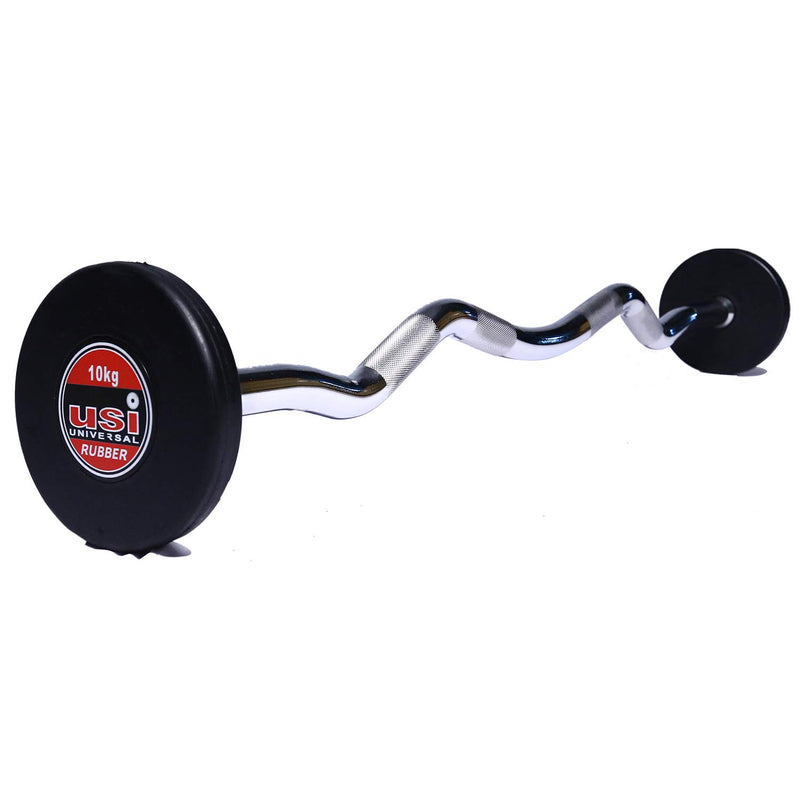 USI UNIVERSAL Curl Weight Bar With Fixed Weight Heads, Fixed Weight Barbell, RDBC 10kg Barbell Rod With Fixed Weight, Weight Lifting Gym Rod Curl Barbell Rod Fixed Weight Gym Workout Exercise Set