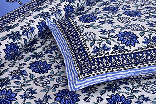 Braise Premium | King Size |100% Pure Cotton | Double Bedsheet with 2 Pillow Covers (Sea Blue)