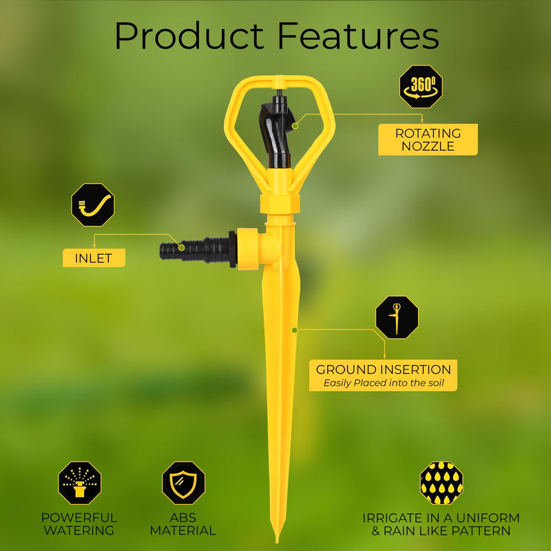 Oriley Automatic Lawn Sprinkler with Nozzle 360° Rotating Spray for Garden Backyard Patio Park(Yellow, Pack of 2)